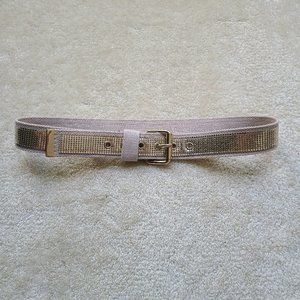 New w/o Tags Express Belt Gold Mesh Metal on Beige Canvas Size Small